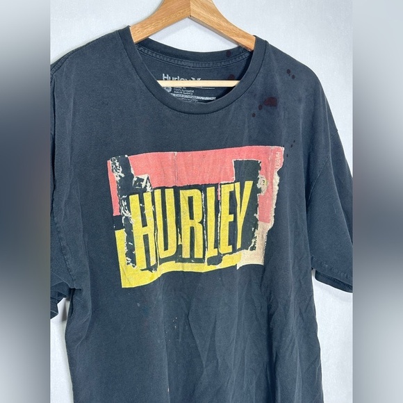 Hurley - distress black short sleeve tee w/ holes and bleach - XL - Picture 2 of 5